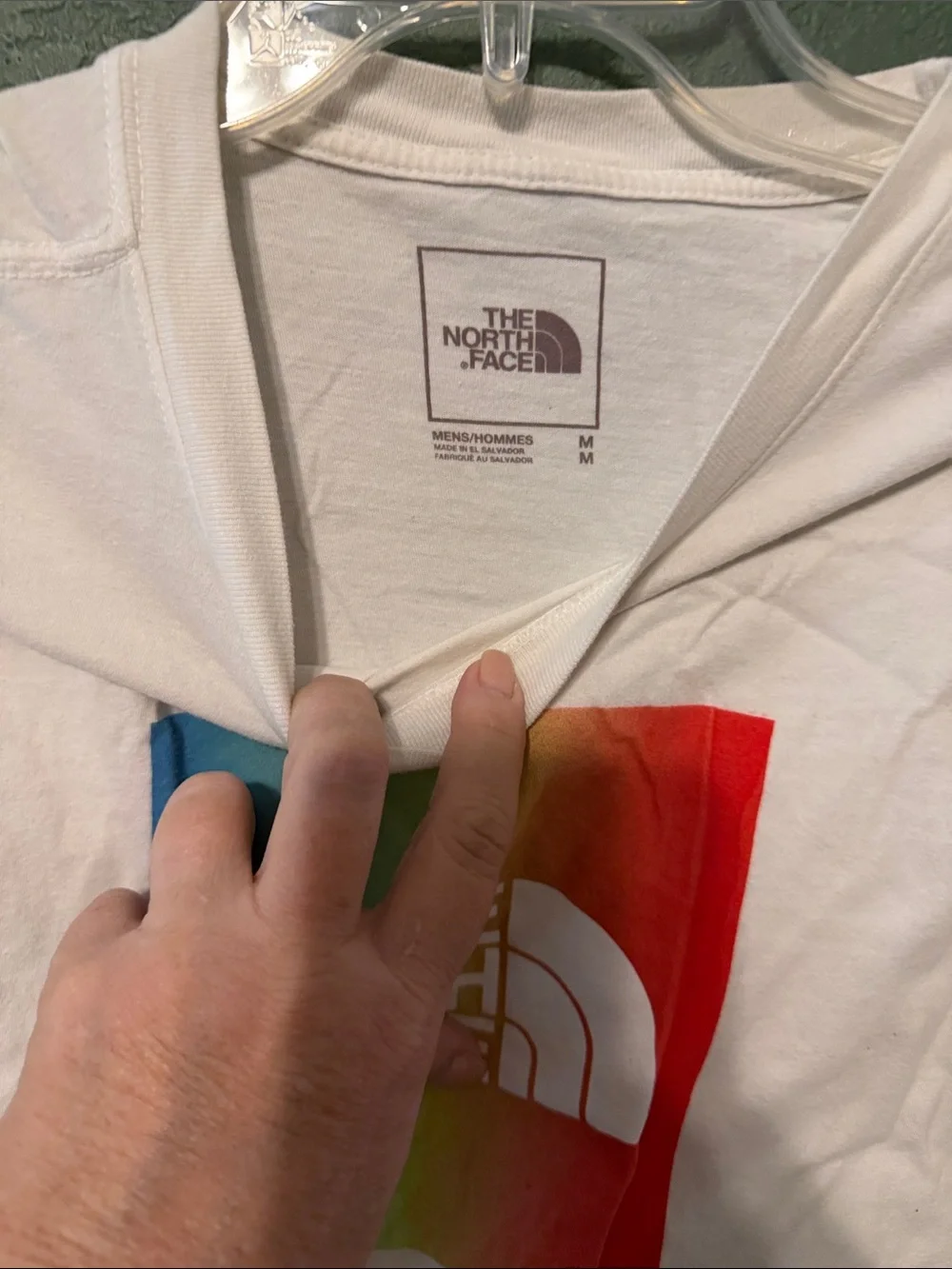 The North Face White Tee with Rainbow Square Graphic